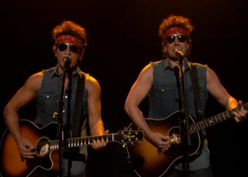 Jimmy Fallon, as Bruce Springsteen, and Bruce Springsteen.