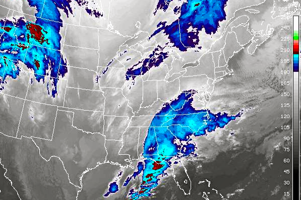 A winter storm moves up the coast.