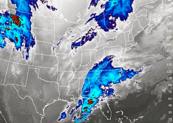 A winter storm moves up the coast.