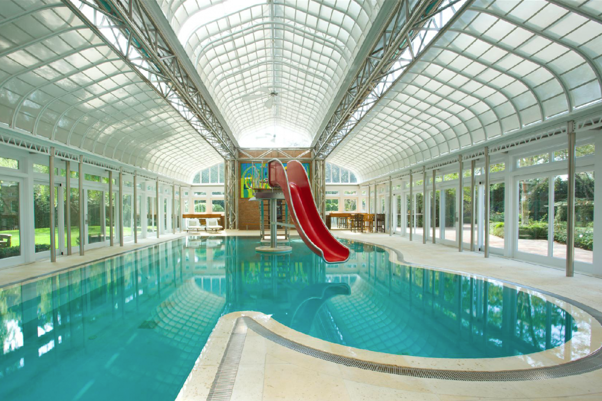 Indoor pool at a 10-acre Southampton estate.
