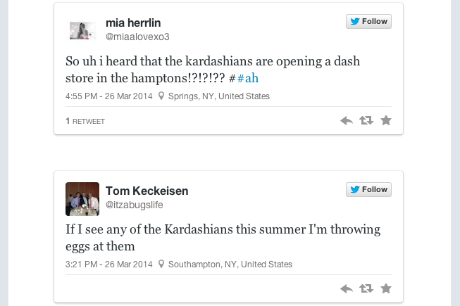 kardashians twitter hamptons response