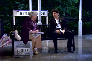 A Dan's Papers reader and Ted Mosby at the Farhampton train station on the "How I Met Your Mother" finale.