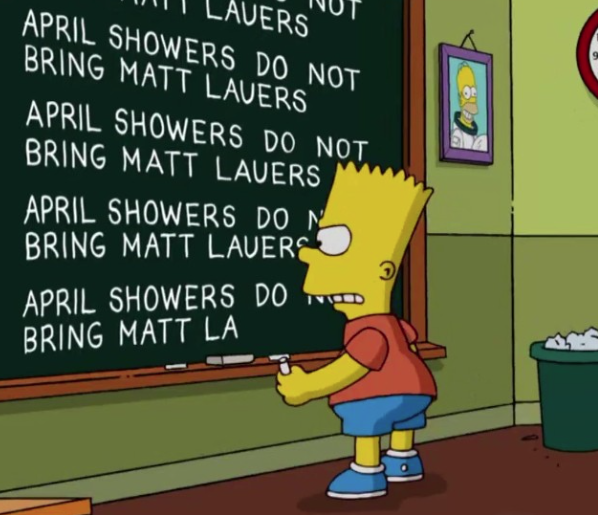 Matt Lauer.makes it into the chalkboard gag on "The Simpsons" Sunday.
