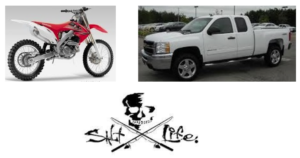 A similar motor cycle, a similar truck and the Salt Life logo on the vehicle. Courtesy SCPD