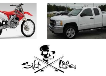 A similar motor cycle, a similar truck and the Salt Life logo on the vehicle. Courtesy SCPD