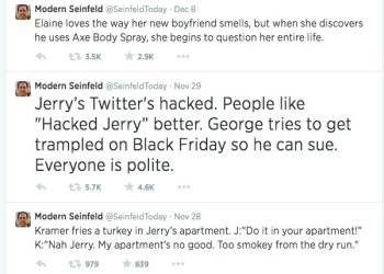 Modern Seinfeld by @SeinfeldTodayModern Seinfeld by @SeinfeldToday