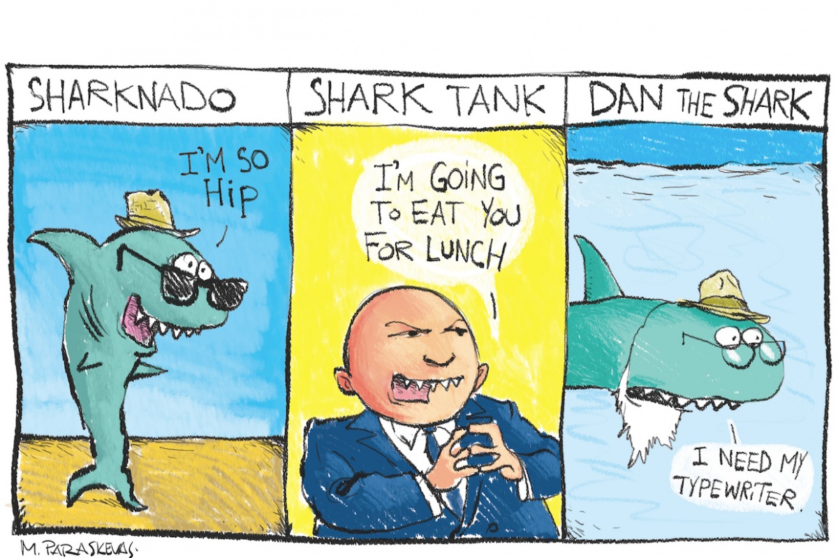 Cartoon by Mickey Paraskevas dan shark