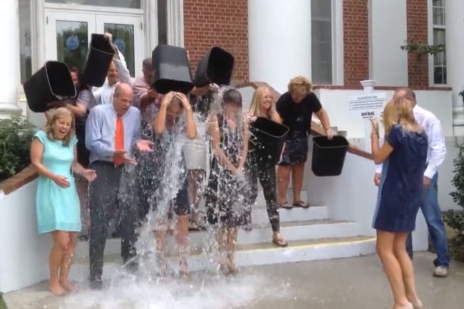 Southampton Town Board and town clerk take the Ice Bucket Challenge.