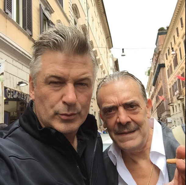Alec Baldwin posing with "The King of Paparazzi" Rino Barillari in Rome.