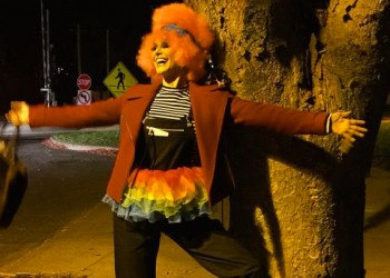 Christie Brinkley in Sag Harbor, dressed for Halloween.