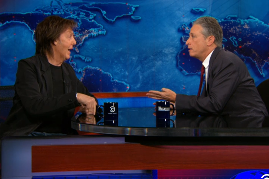 Paul McCartney and Jon Stewart on "The Daily Show" December 16, 2014