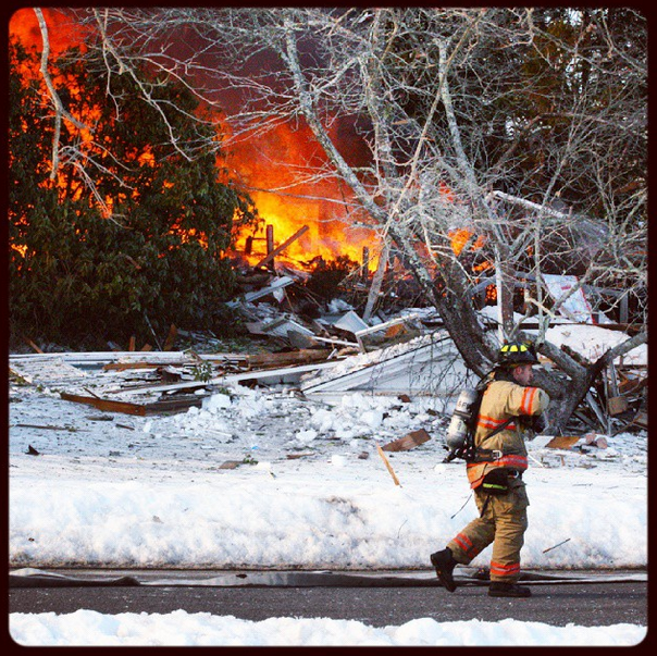 A house exploded in Water Mill on Wednesday.