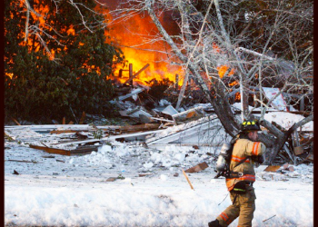 A house exploded in Water Mill on Wednesday.