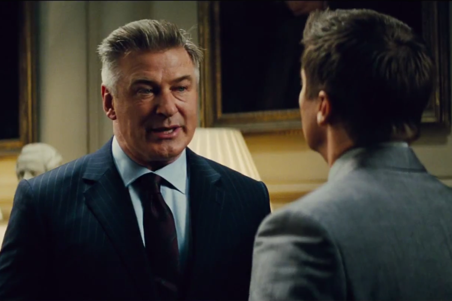 Alec Baldwin and Jeremy Renner in the trailer for Mission: Impossible–Rogue Nation