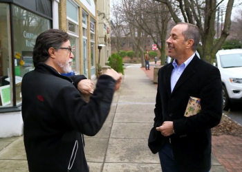 Stephen Colbert and Jerry Seinfeld on the season six finale of Comedians in Cars Getting Coffee.