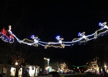 Reindeer and Santa's sleigh in Southampton Village.