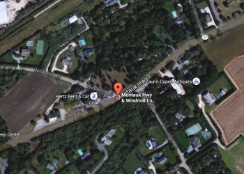 The stretch of Montauk Highway in Water Mill where Friday's accident occurred.