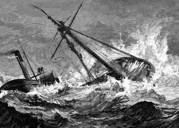 Shipwrecks vintage print representing the John Milton