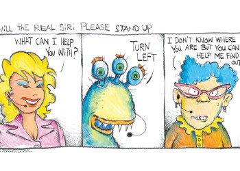 Siri Cartoon by Mickey Paraskevas