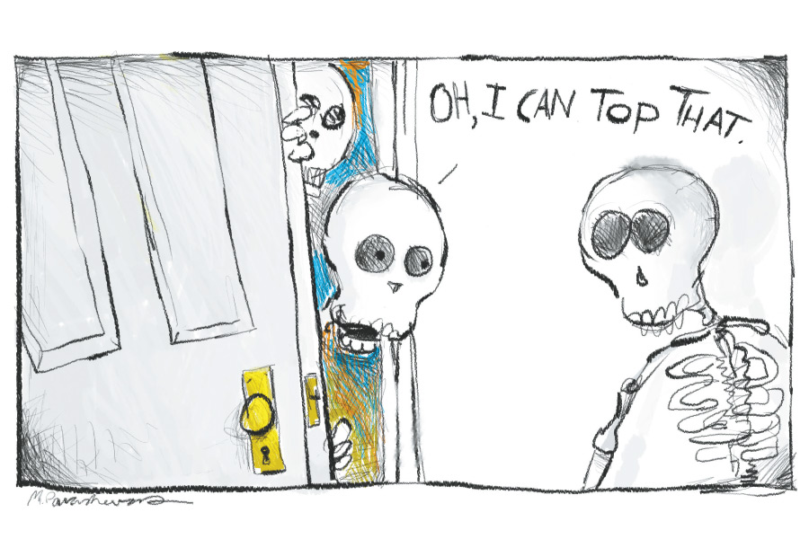Skeleton cartoon by Mickey Paraskevas