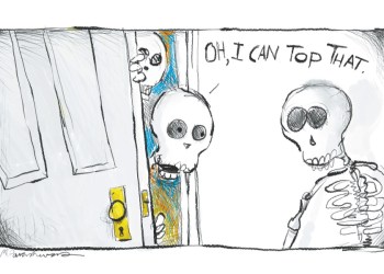 Skeleton cartoon by Mickey Paraskevas