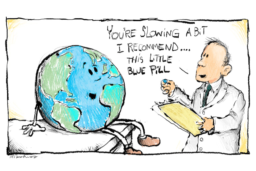 Slow Earth cartoon by Mickey Paraskevas