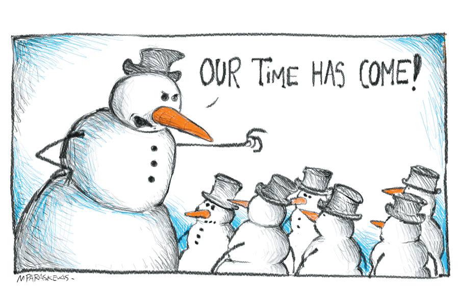 Snowman Cartoon By Mickey Paraskevas