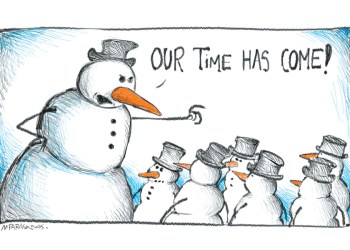 Snowman Cartoon By Mickey Paraskevas