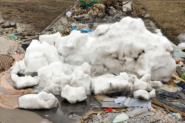 Snow melt trash