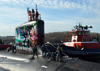 The Hamptons Police submarine was hit by graffiti artists over the weekend