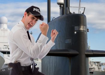 Hamptons Police Submarine Unit captain Finn Zorn celebrates his acquittal on Wednesday