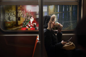 Hamptons Subway Christmas Display with Santa Claus