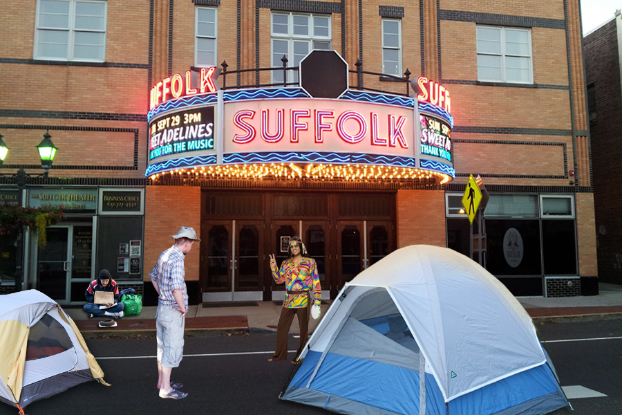 Dan's Best of the Best groupies outside Suffolk Theater