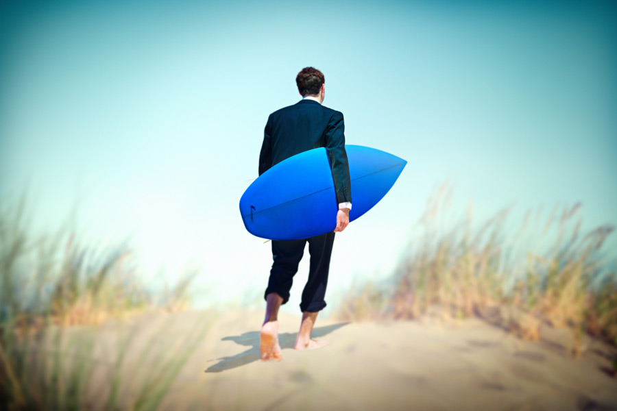 Hamptons Surf Report Businessman Surfer