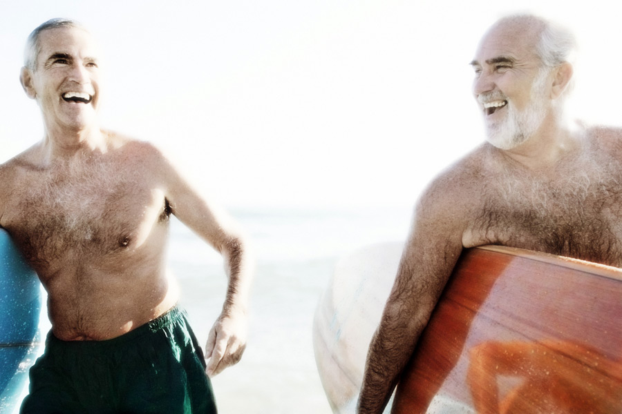 Hamptons Surf Report - seniors surfing two older men surfers