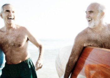 Hamptons Surf Report - seniors surfing two older men surfers
