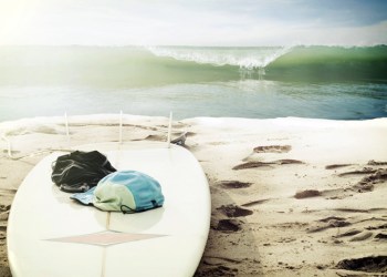 Surfboard wave beach