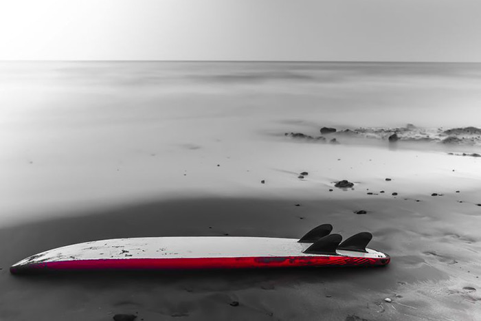 Surfboard artistic mood shot