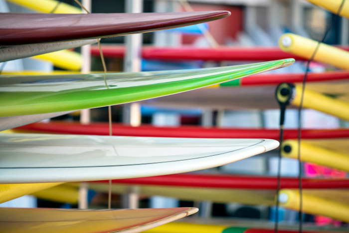 Surfboards stacked