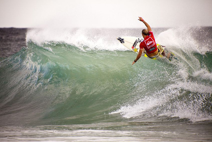 Surfer shredding a wave in the Northeast