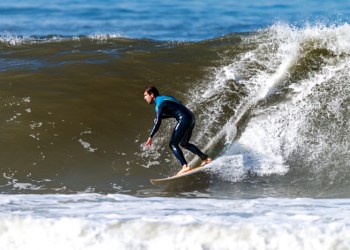 Surfer riding a wave