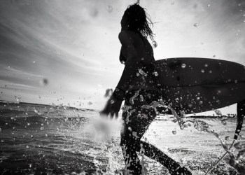 surfing black and white