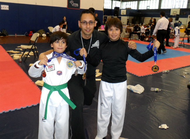 Taekwondo kids with Nelson