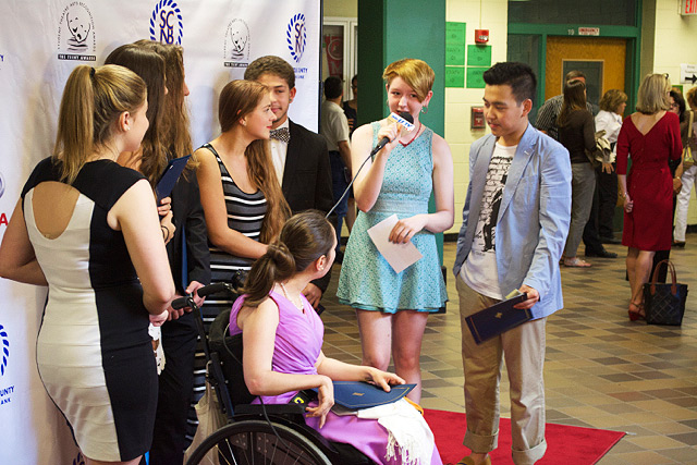 Red carpet interviews at Longwood High School prior to the 2014 East End Arts Teeny Awards