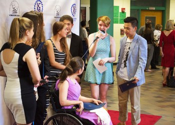 Red carpet interviews at Longwood High School prior to the 2014 East End Arts Teeny Awards