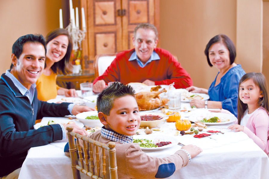 Thanksgiving Dinner Table Sheltered Big Stock