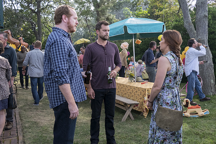 Darren Goldstein as Oscar, Joshua Jackson as Cole and Ruth Wilson as Alison in The Affair