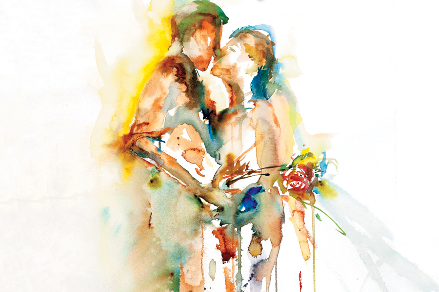 Detail of "The Kiss" by Dan's Papers cover artist Lisa Argentieri