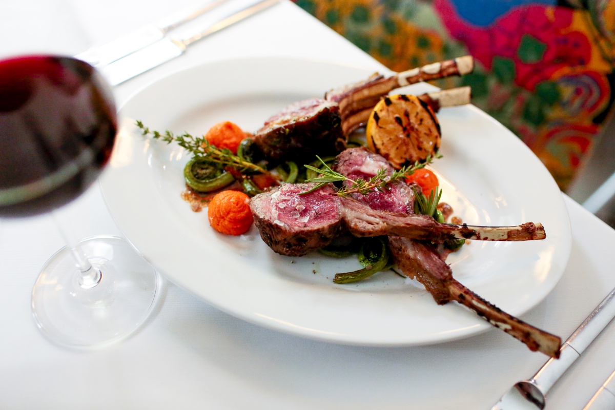 Marinated rack of lamb at The Living Room.