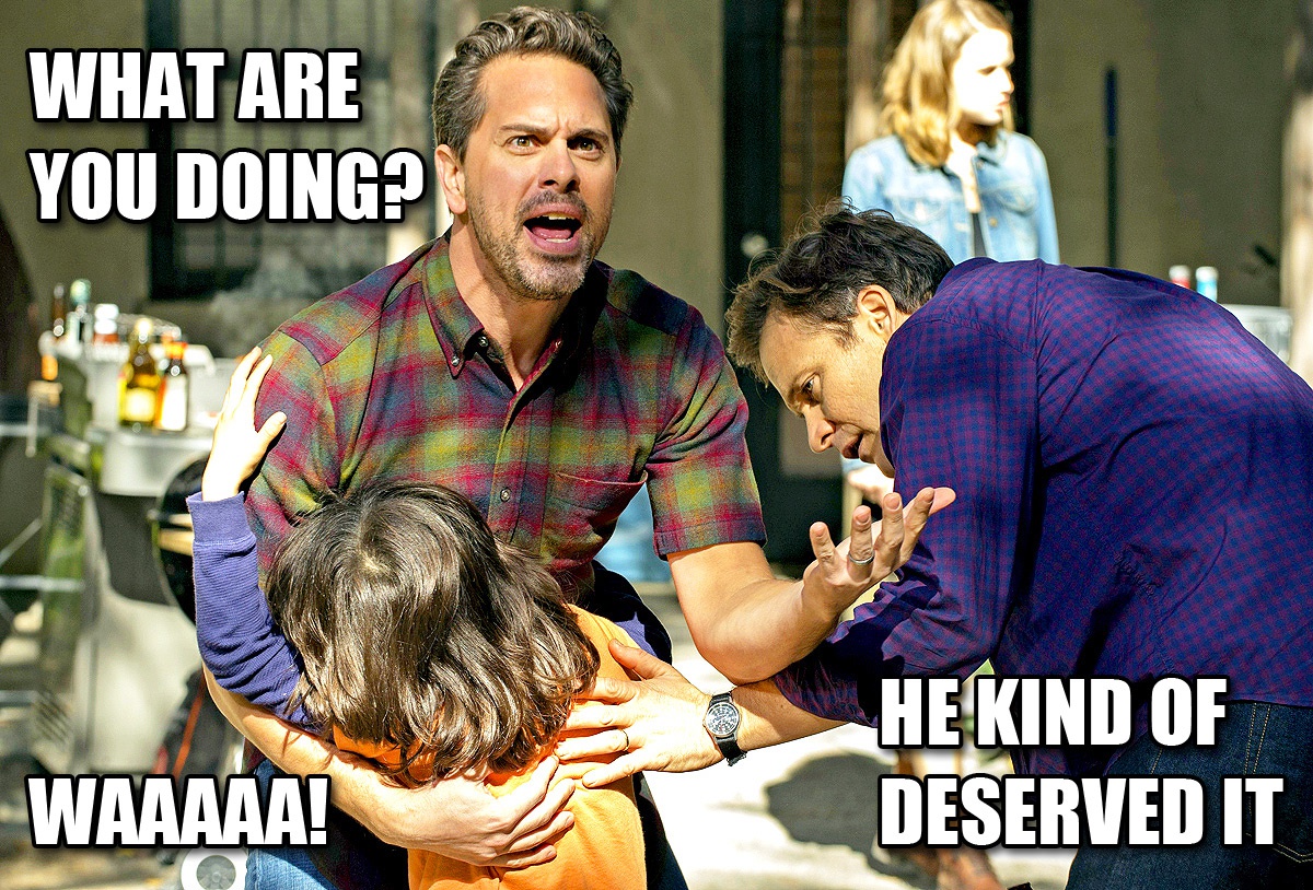 Thomas Sadoski as Gary, and Peter Sarsgaard as Hector, post slap, on NBC's The Slap